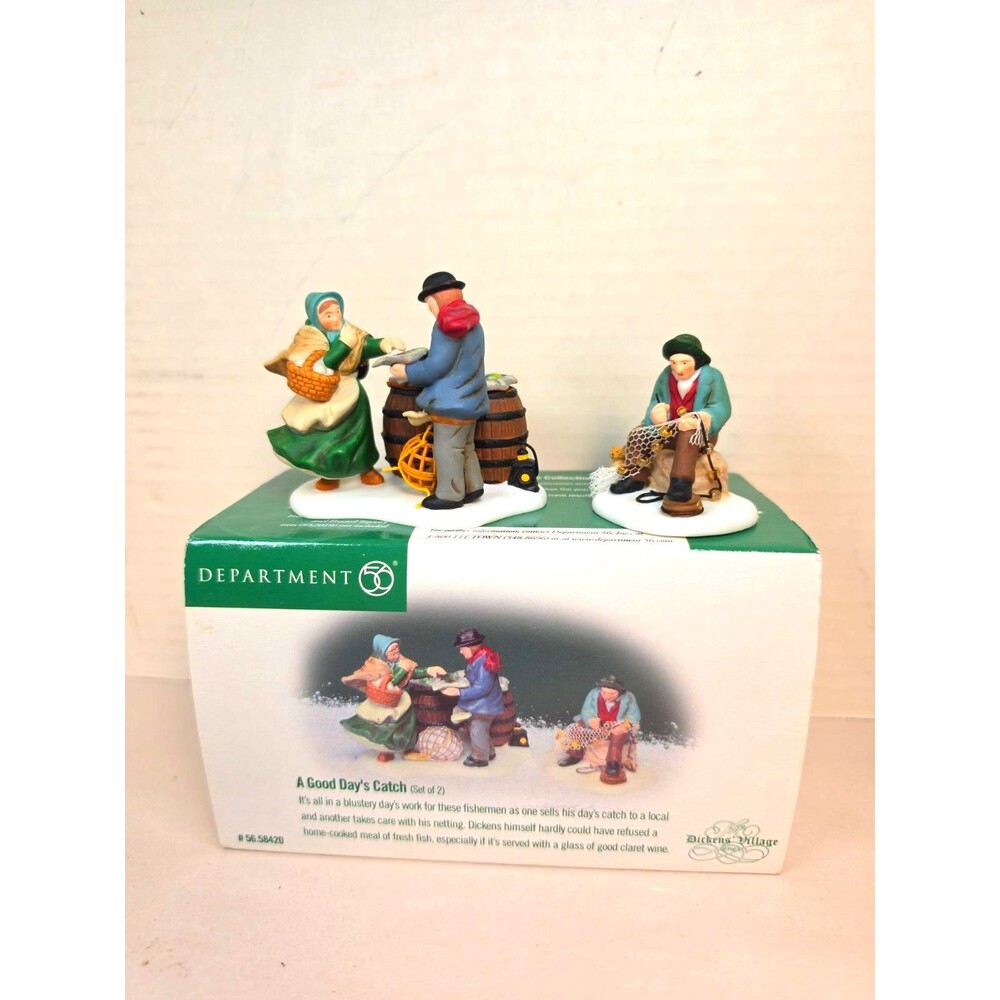 Department 56 Dickens' Village A Good Day's Catch Retired 2pc 1999 Fish